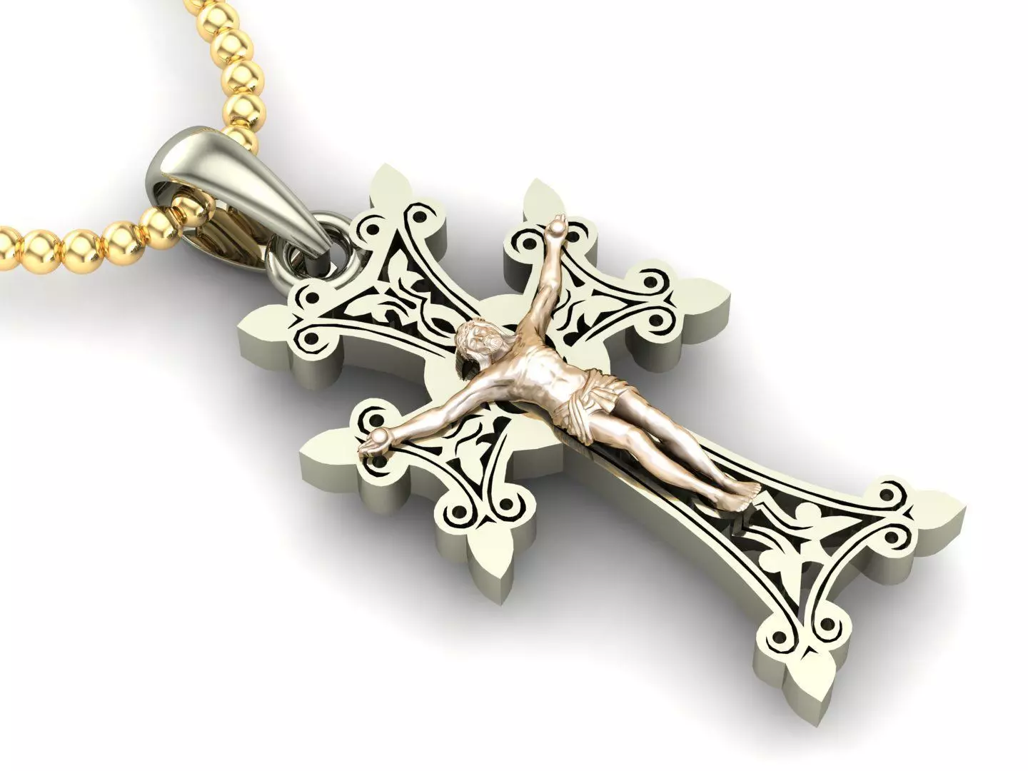 Cross Pendant Jesus Christ CP 68 3D model_0