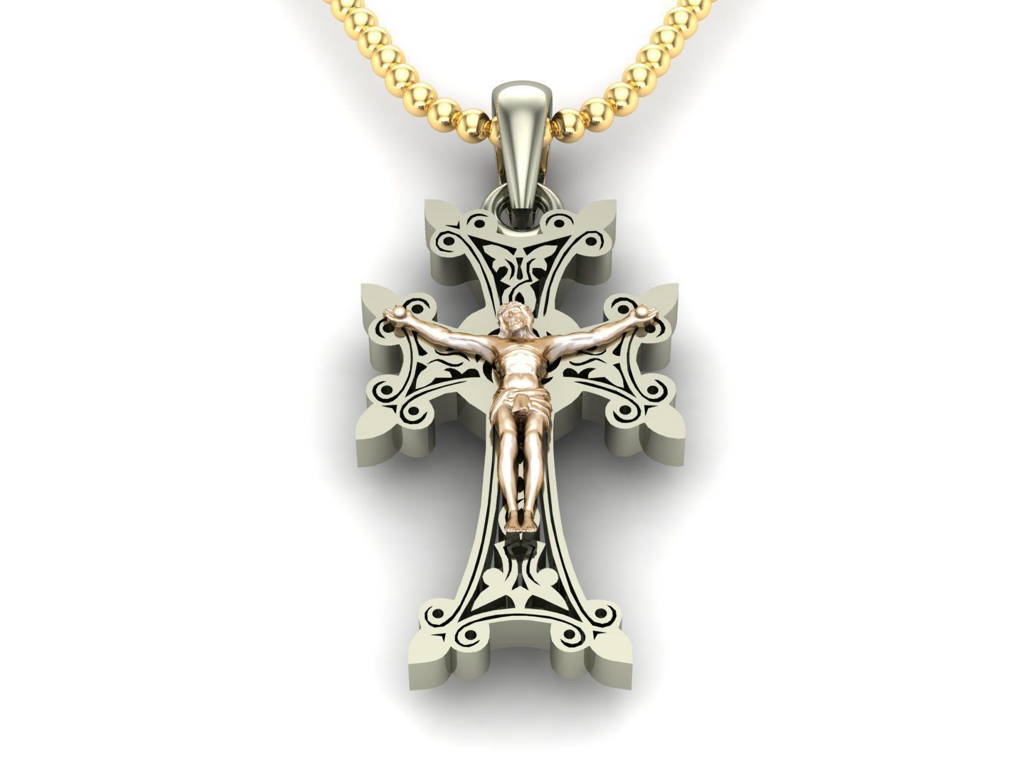 Cross Pendant Jesus Christ CP 68 3D model_1