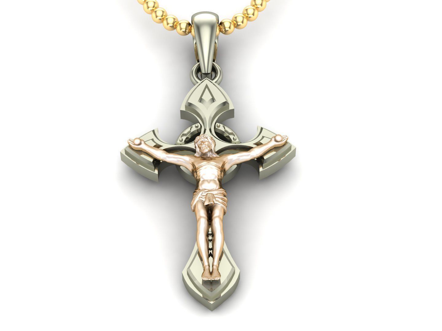 Cross Pendant Jesus Christ CP 67 3D model_1