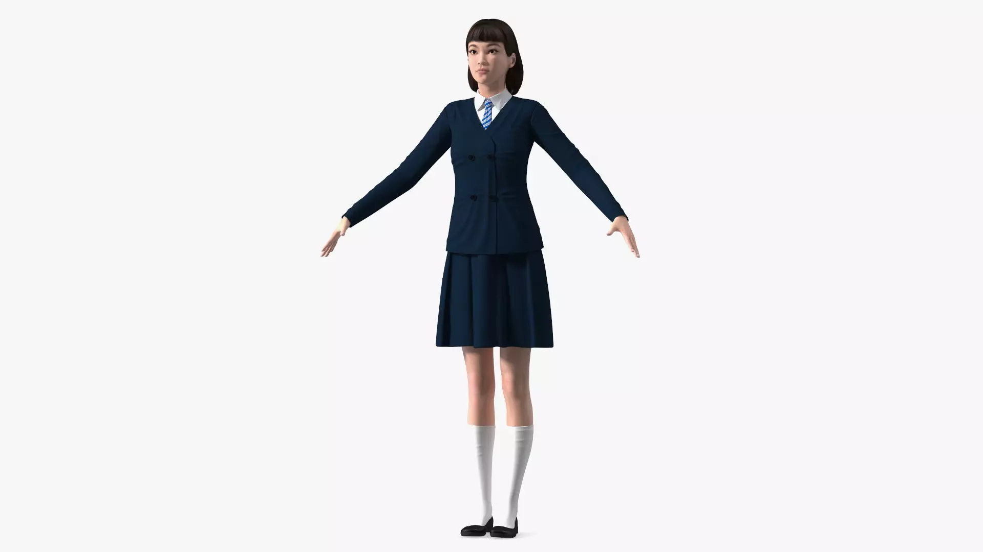 Chinese Schoolgirl T-pose 3D model