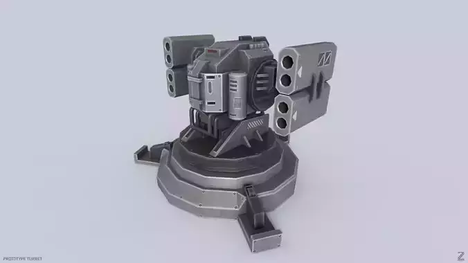 Prototype turret Low-poly 3D model