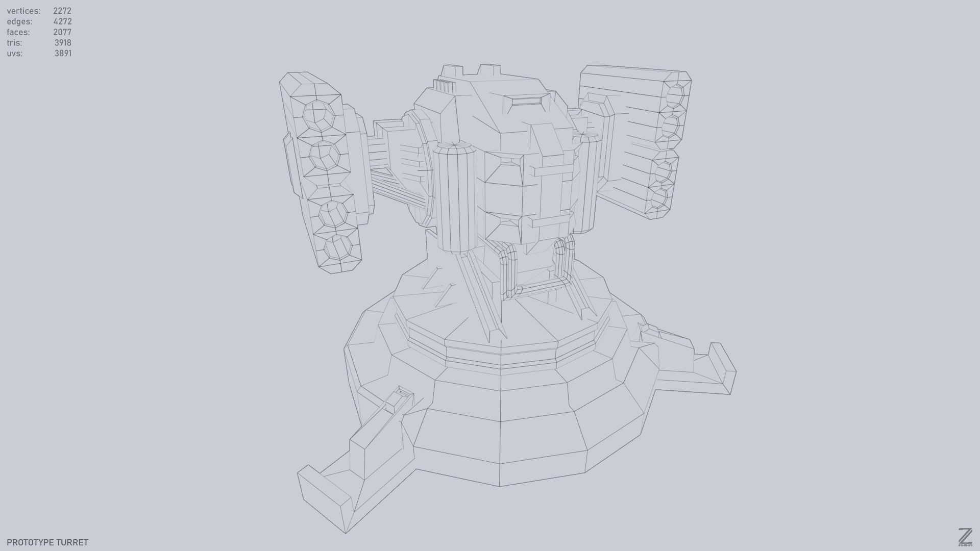 Prototype turret Low-poly 3D model_13