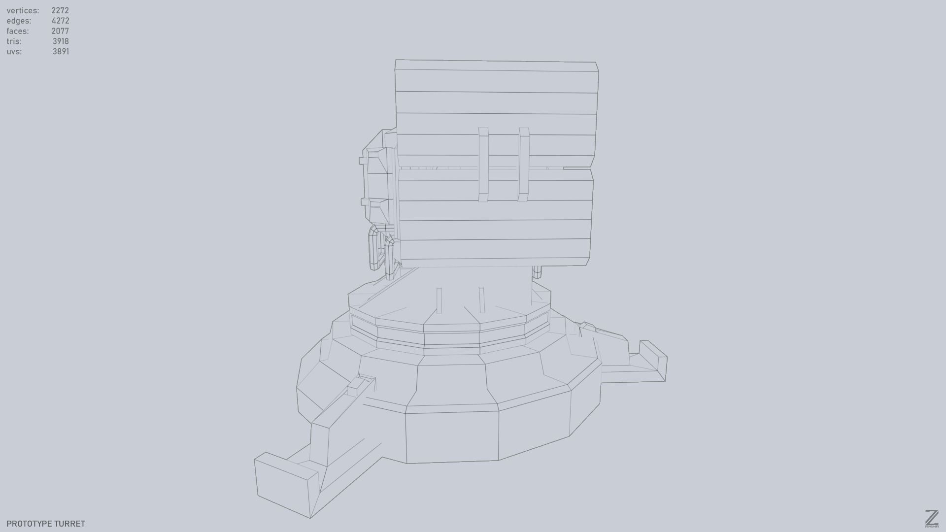 Prototype turret Low-poly 3D model_9