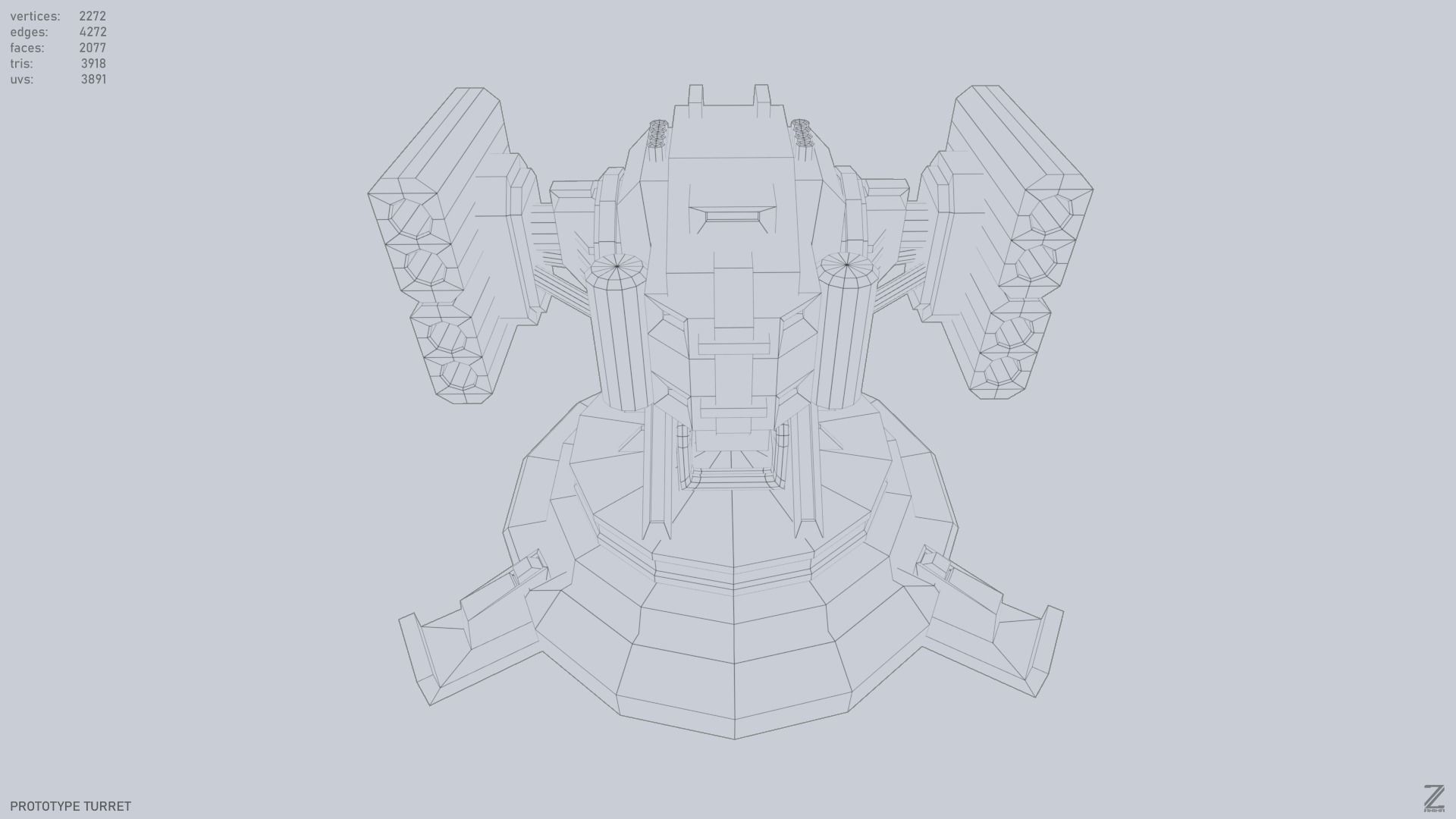 Prototype turret Low-poly 3D model_14