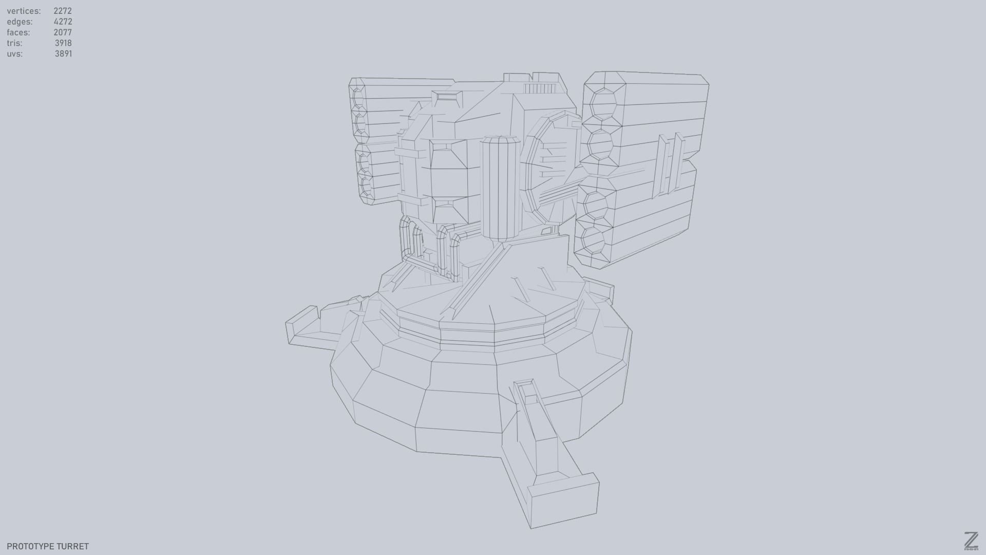 Prototype turret Low-poly 3D model_8