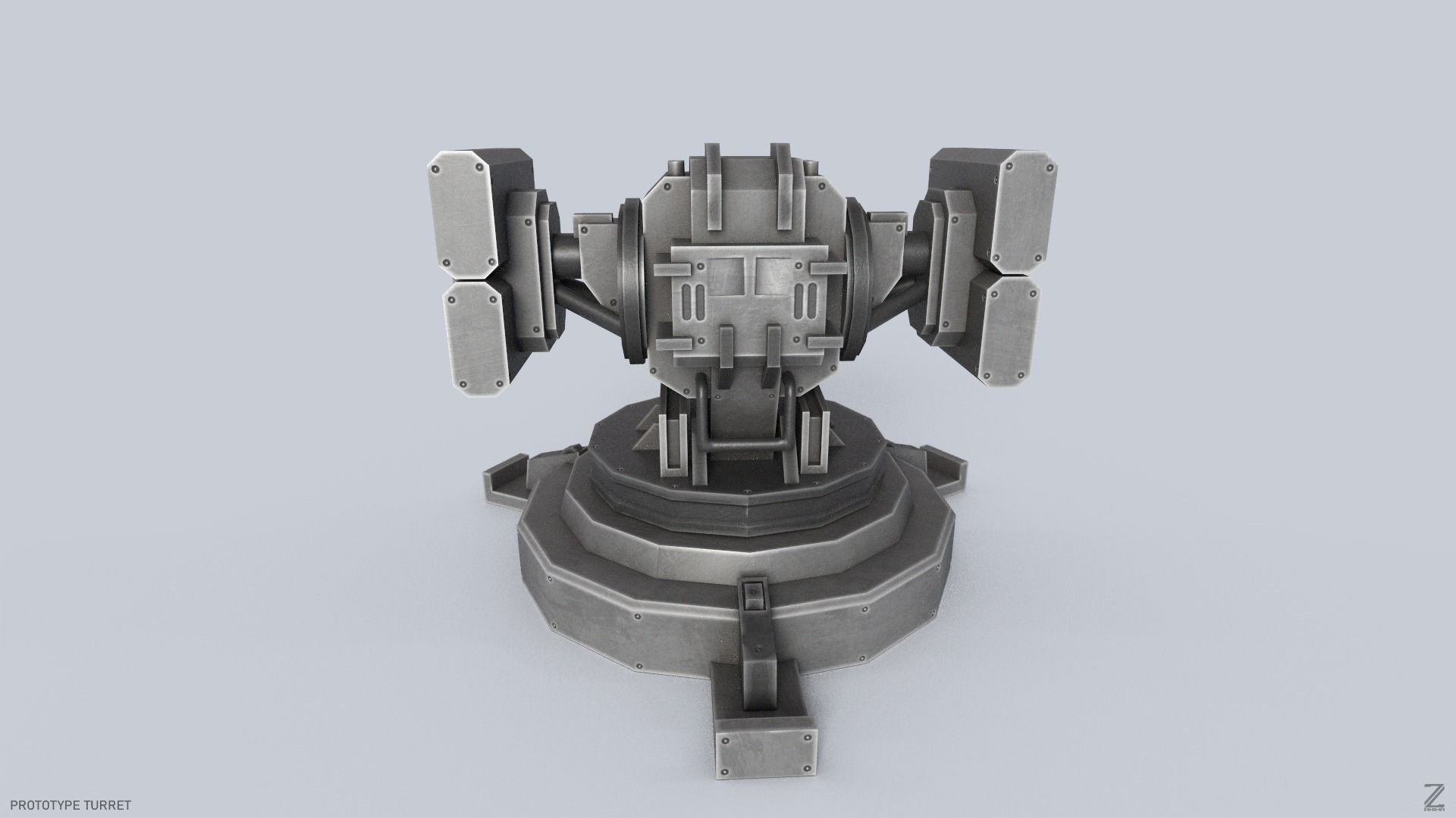 Prototype turret Low-poly 3D model_4
