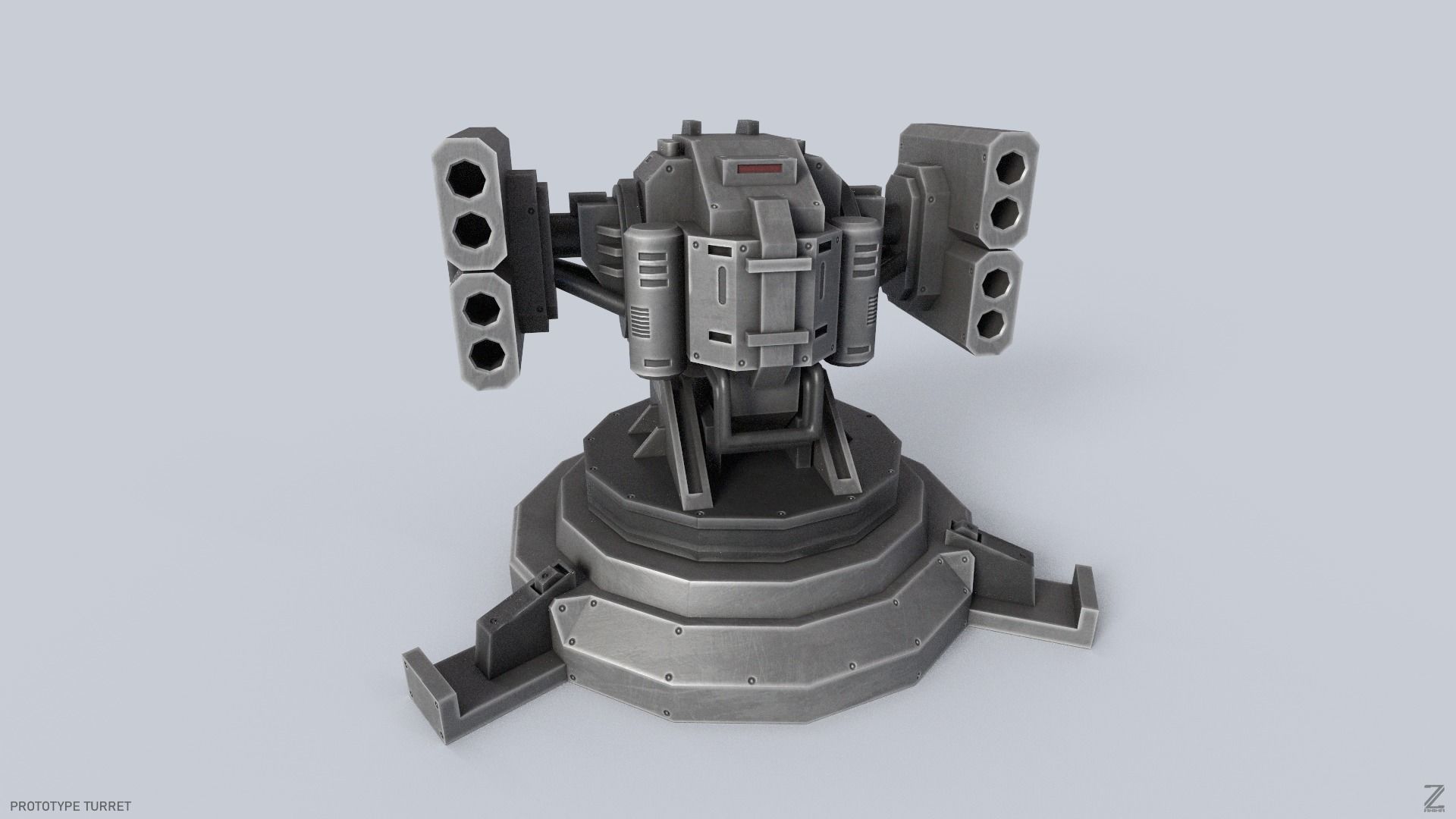 Prototype turret Low-poly 3D model_7