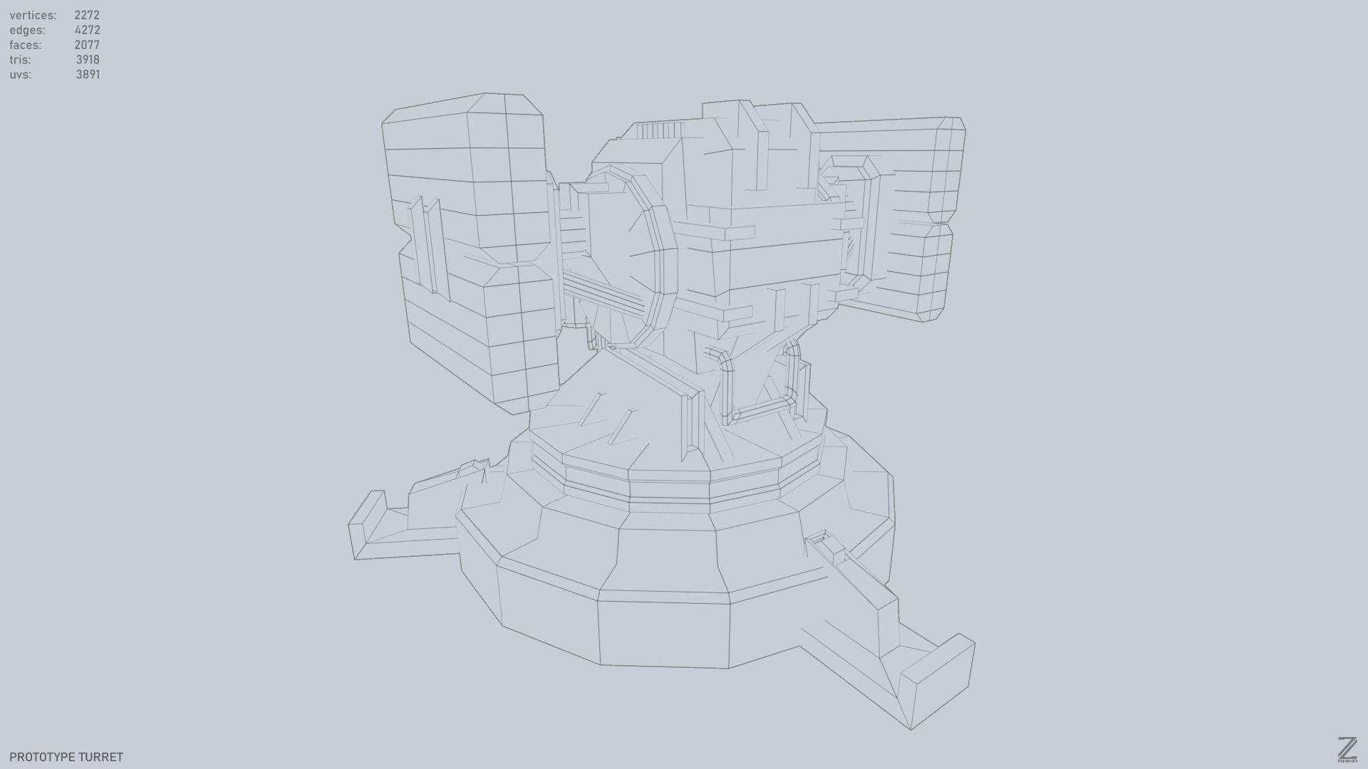 Prototype turret Low-poly 3D model_10