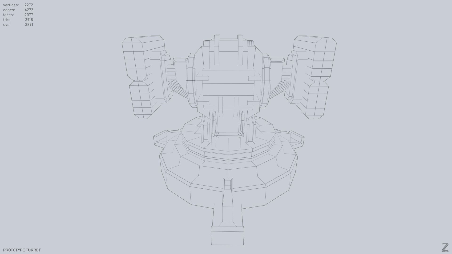 Prototype turret Low-poly 3D model_11