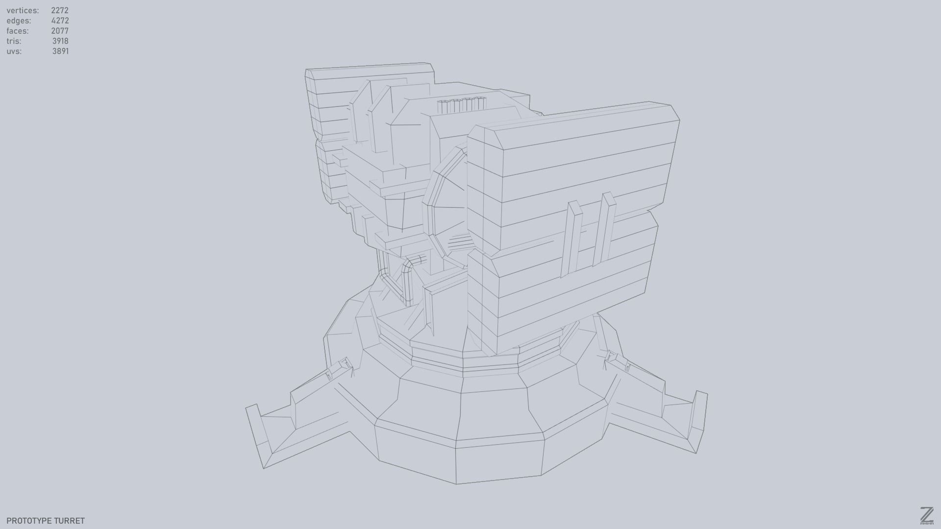 Prototype turret Low-poly 3D model_12