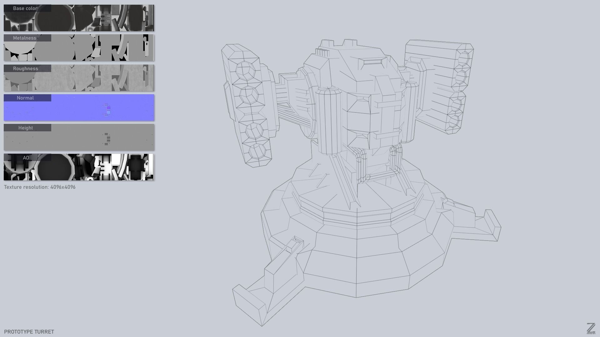 Prototype turret Low-poly 3D model_2