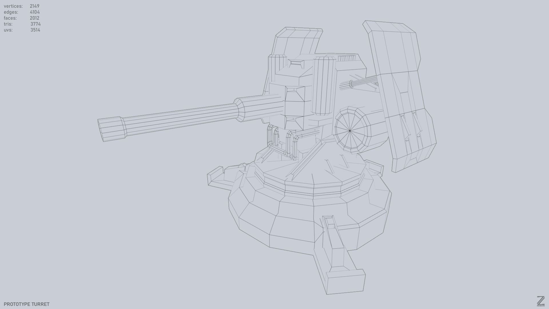 Prototype turret Low-poly 3D model_8
