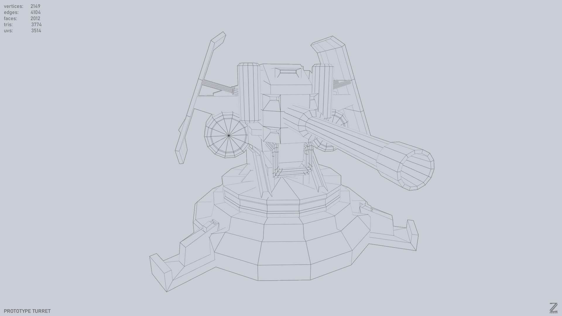 Prototype turret Low-poly 3D model_14