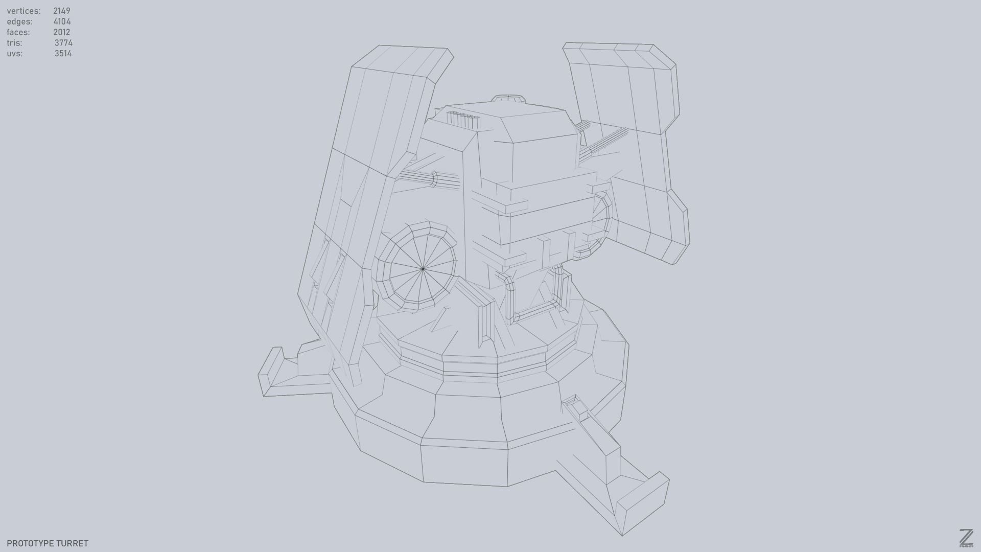 Prototype turret Low-poly 3D model_10