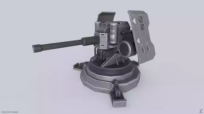 Prototype turret Low-poly 3D model