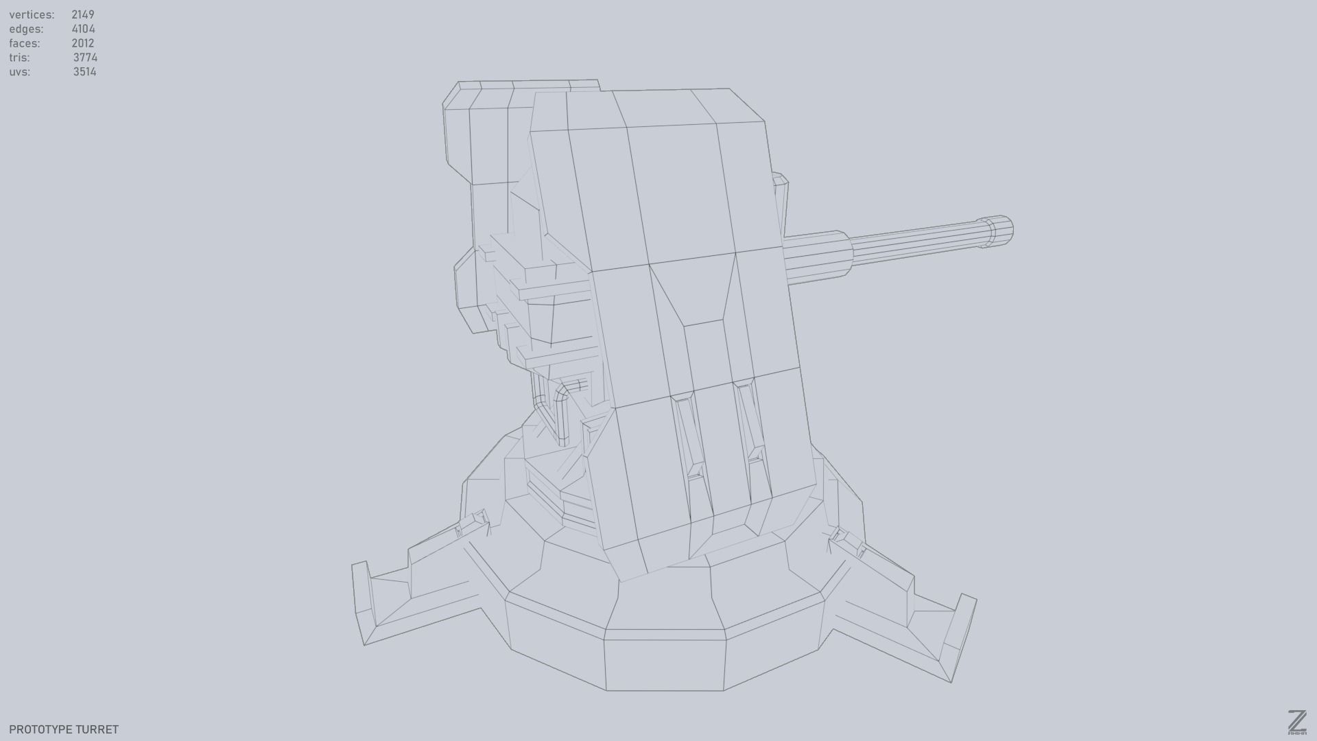 Prototype turret Low-poly 3D model_12