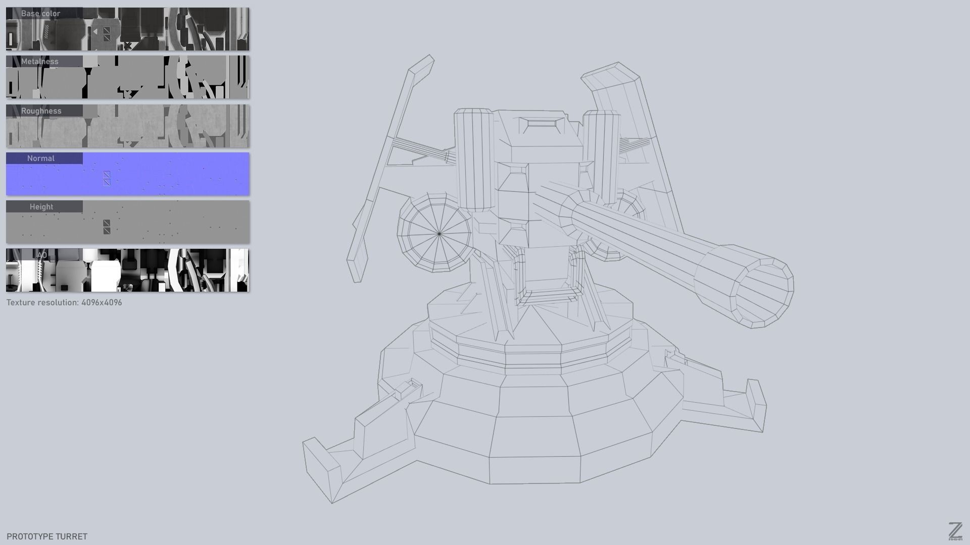 Prototype turret Low-poly 3D model_2
