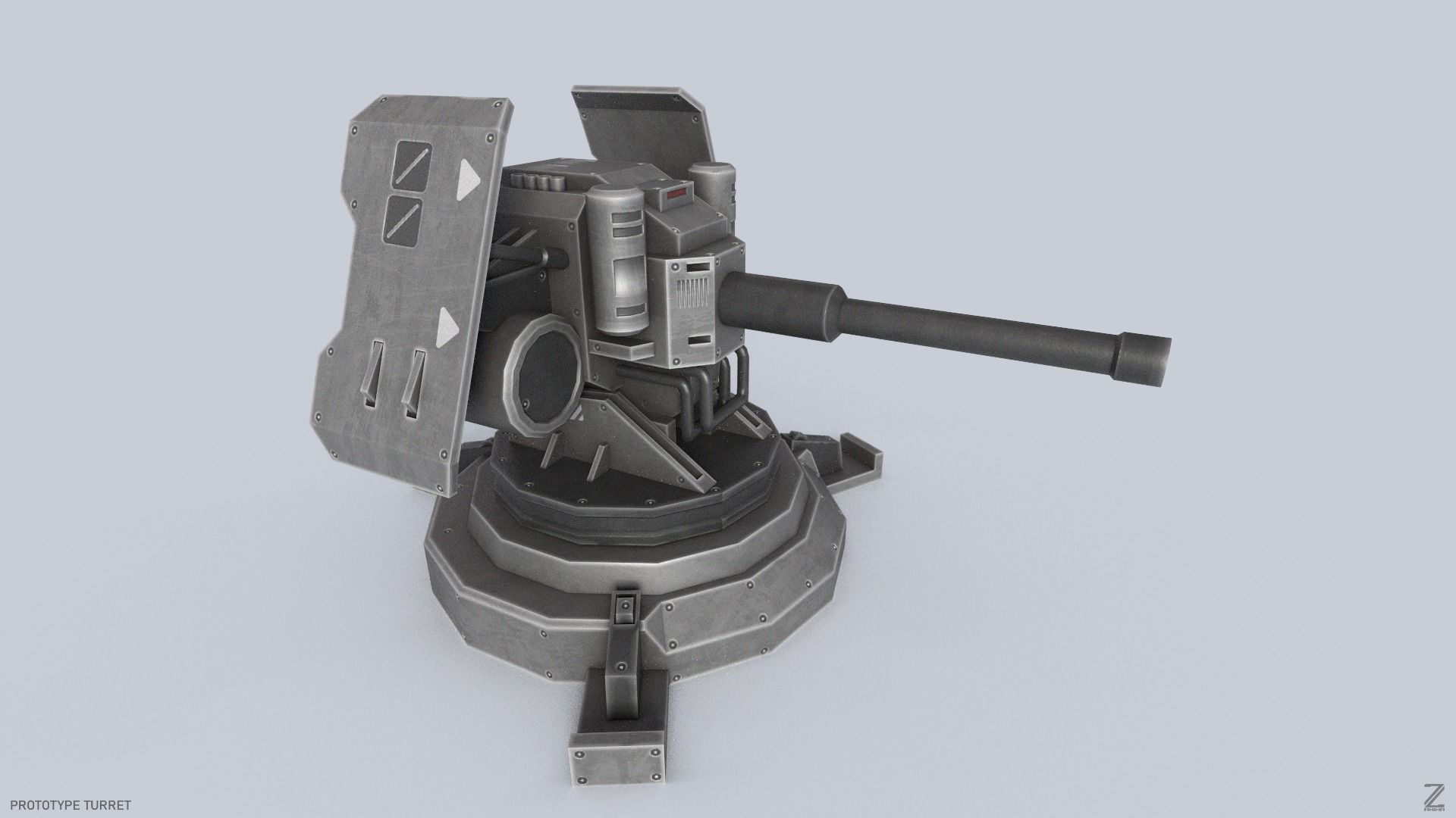 Prototype turret Low-poly 3D model_6