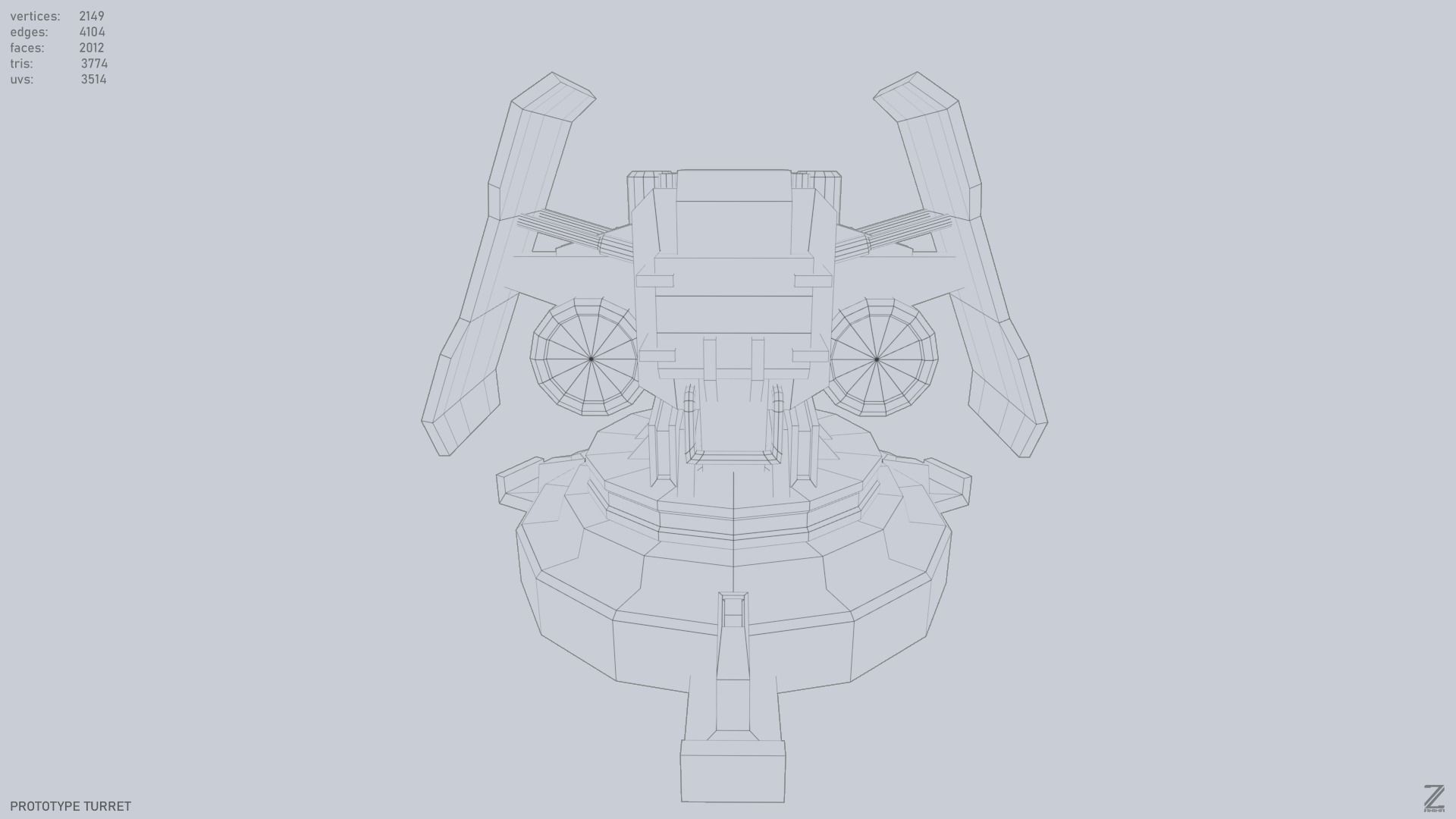 Prototype turret Low-poly 3D model_11
