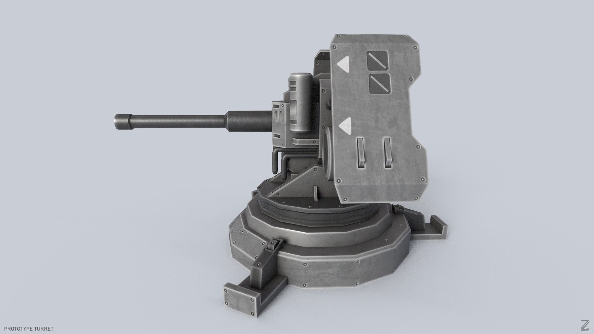 Prototype turret Low-poly 3D model_1