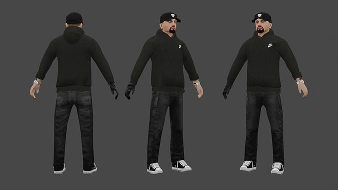 Boy with Black hoodie Low-poly 3D model