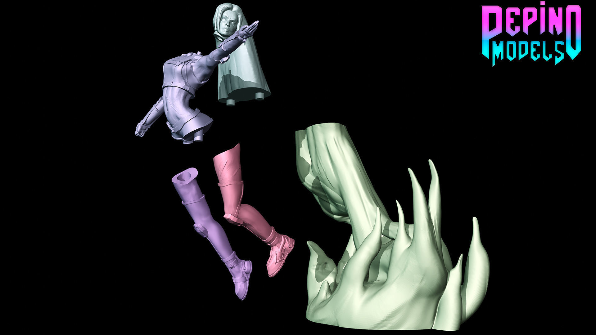 Starfire from DC Comics - 62mm scale miniature 3D print model_3