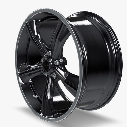 Carroll Shelby Wheel  CS11 Wheel Gloss Gunmetal With Polished  Low-poly 3D model 7