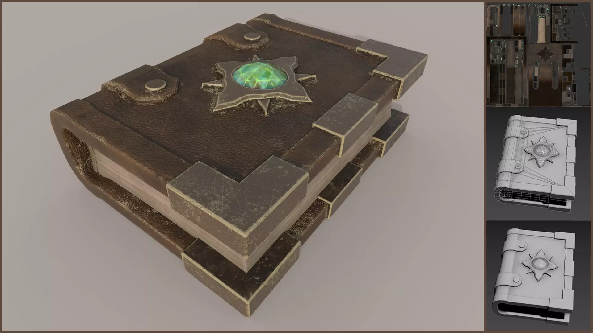 Magic Book - Green Star Low-poly 3D model_0