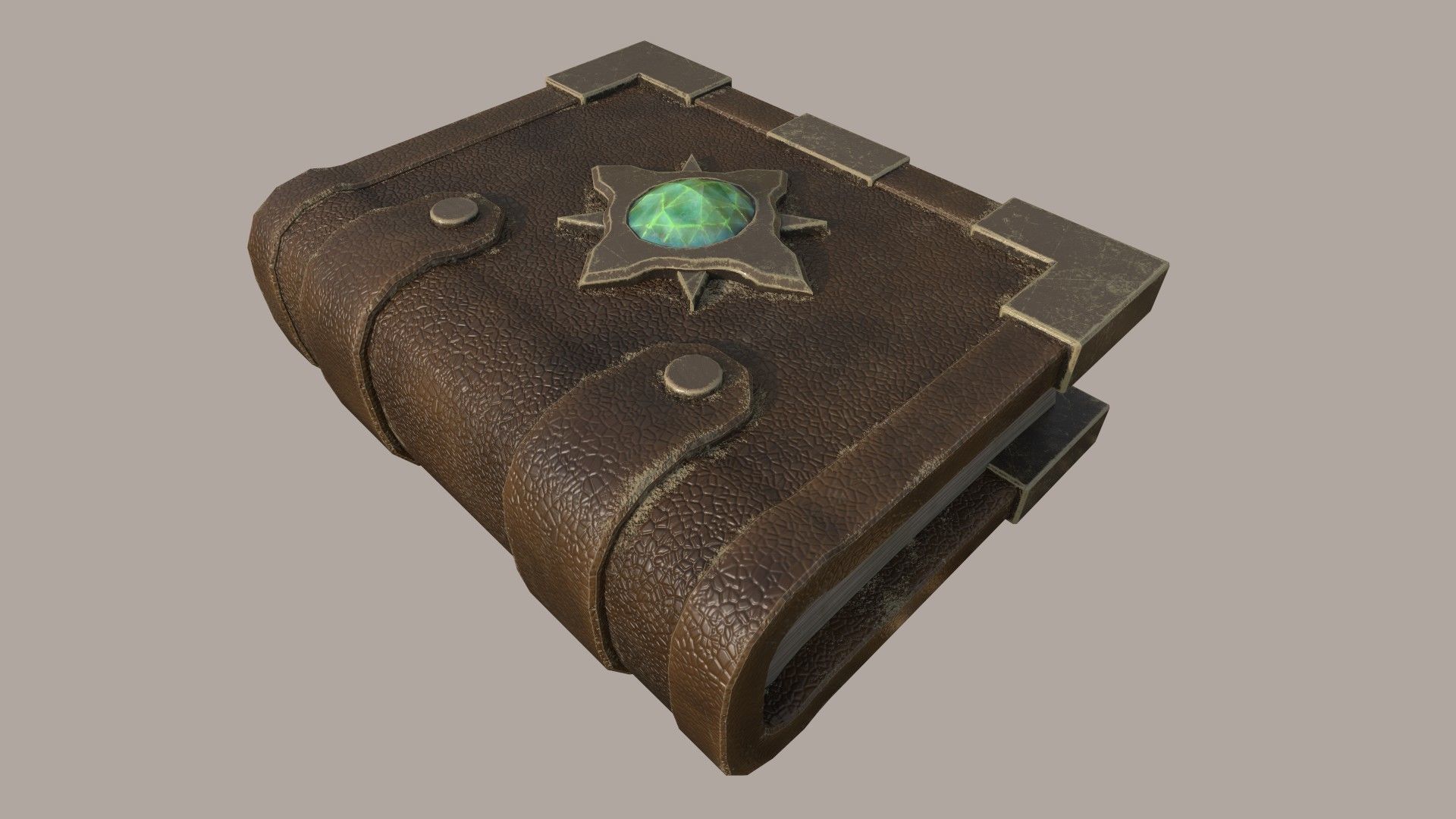 Magic Book - Green Star Low-poly 3D model_3