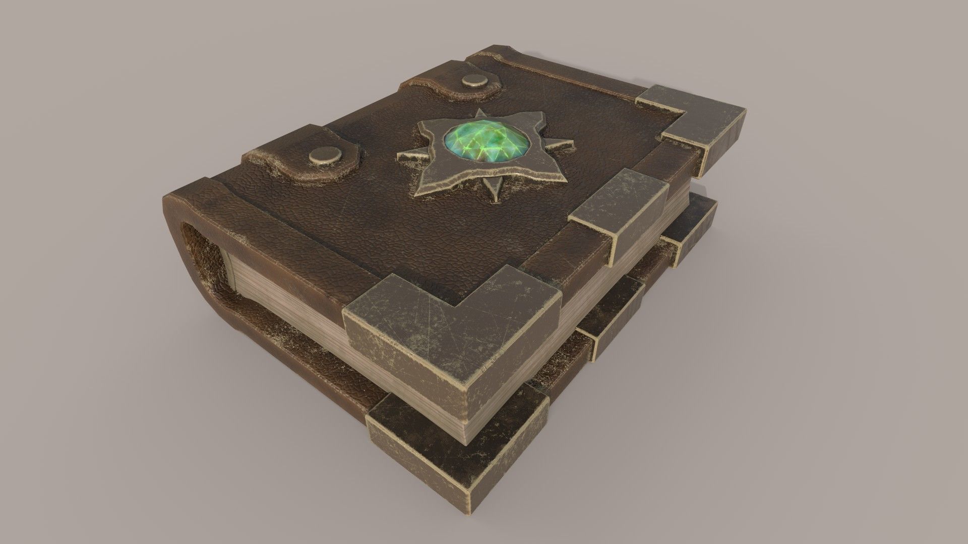 Magic Book - Green Star Low-poly 3D model_1