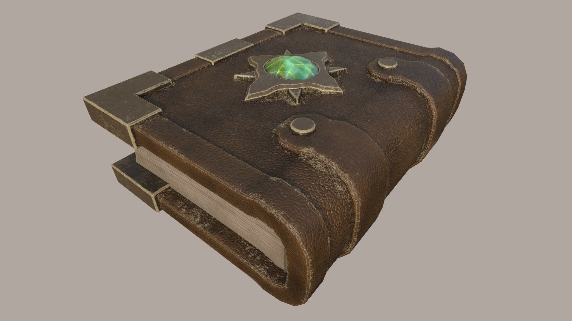 Magic Book - Green Star Low-poly 3D model_9