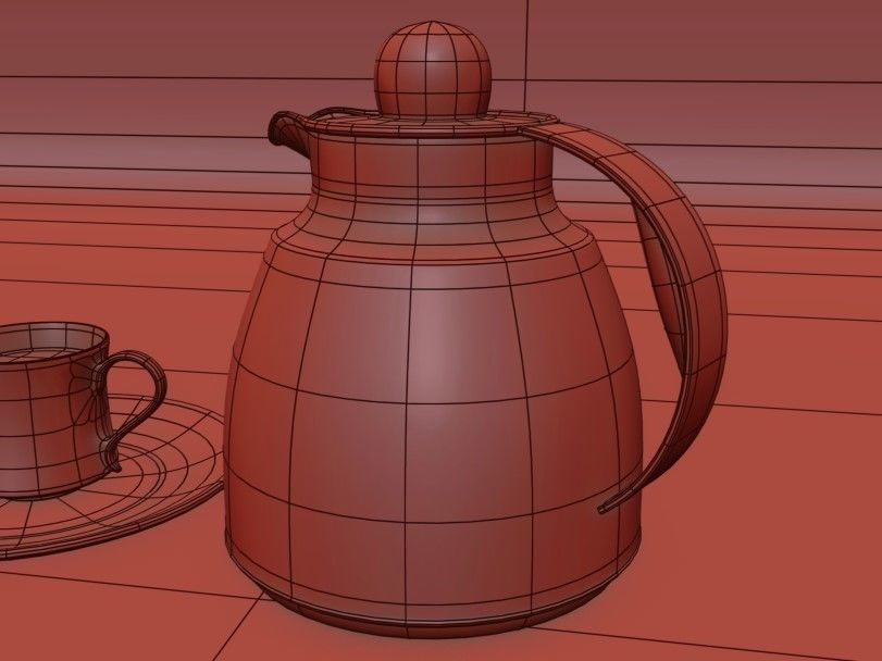 Tea Set 01 Low-poly 3D model_5