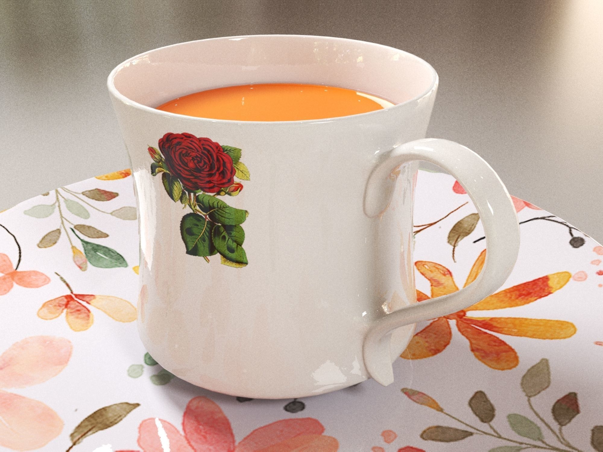 Tea Set 01 Low-poly 3D model_10