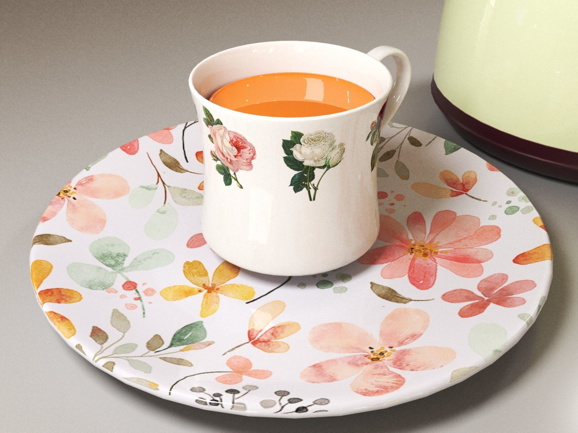 Tea Set 01 Low-poly 3D model_2