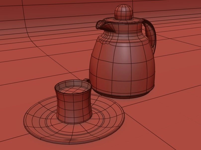 Tea Set 01 Low-poly 3D model_1