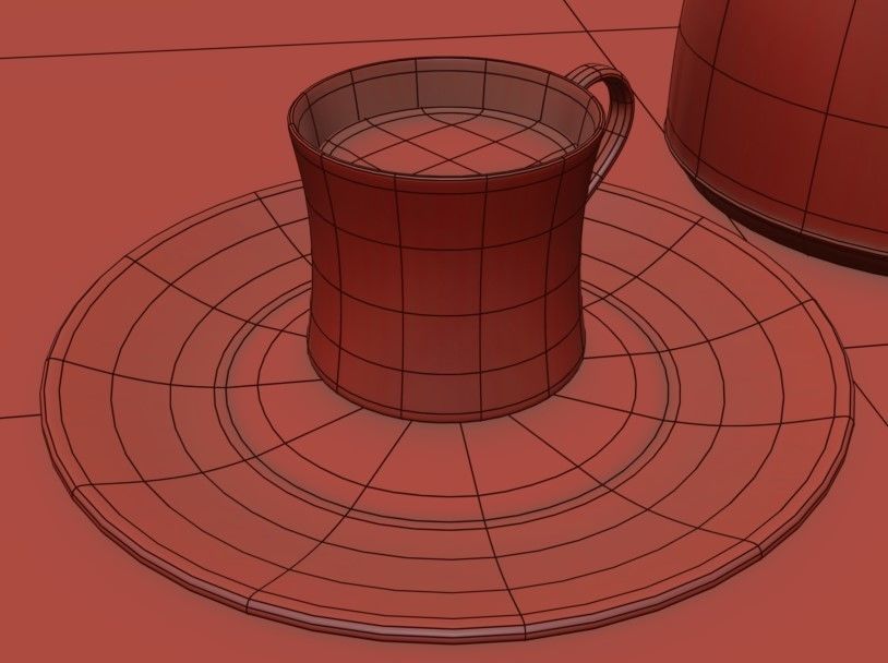 Tea Set 01 Low-poly 3D model_3