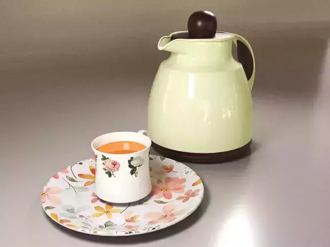 Tea Set 01 Low-poly 3D model