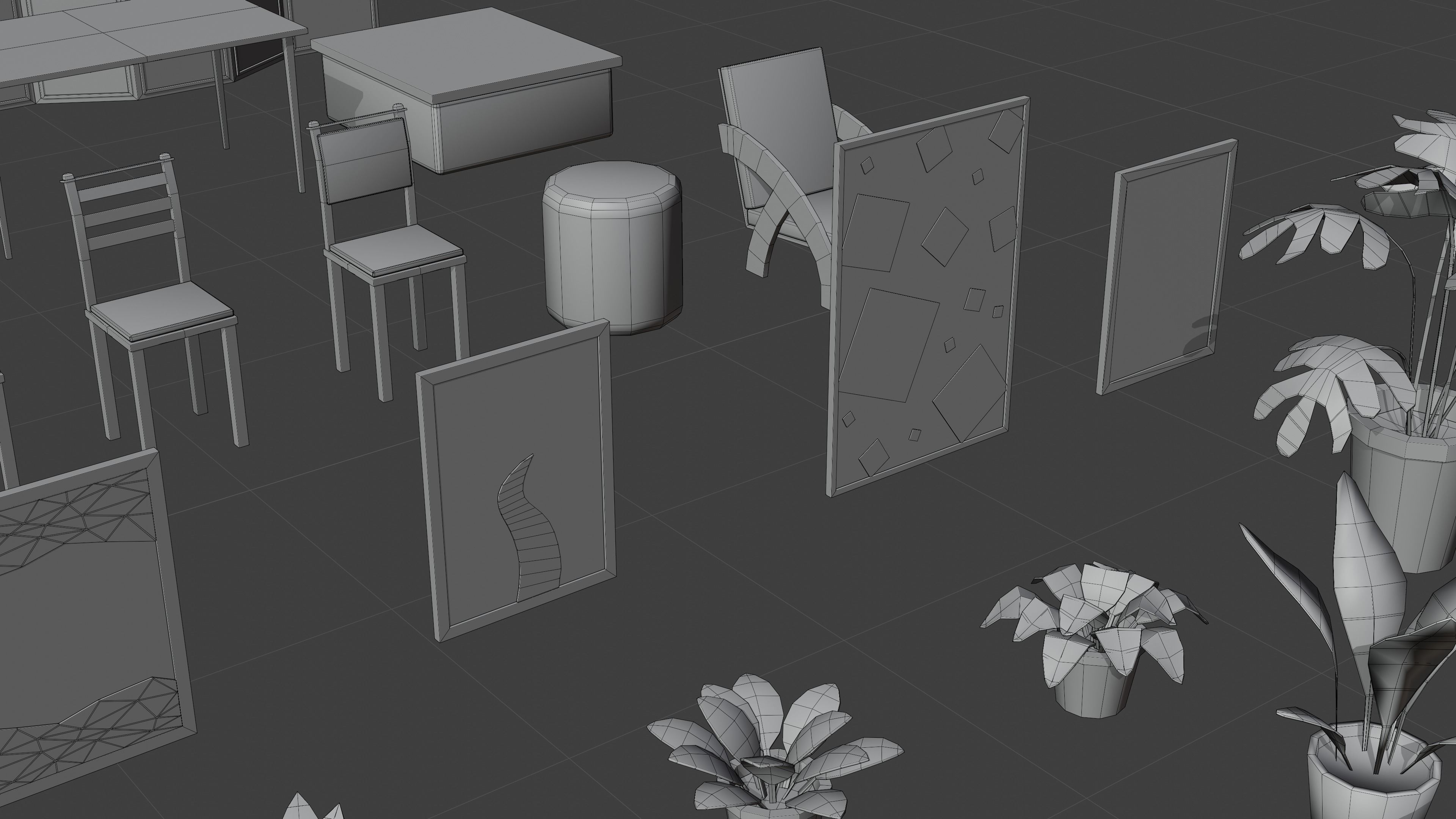 Home Interior Rooms with furniture Furniture pack Low-poly 3D model_33