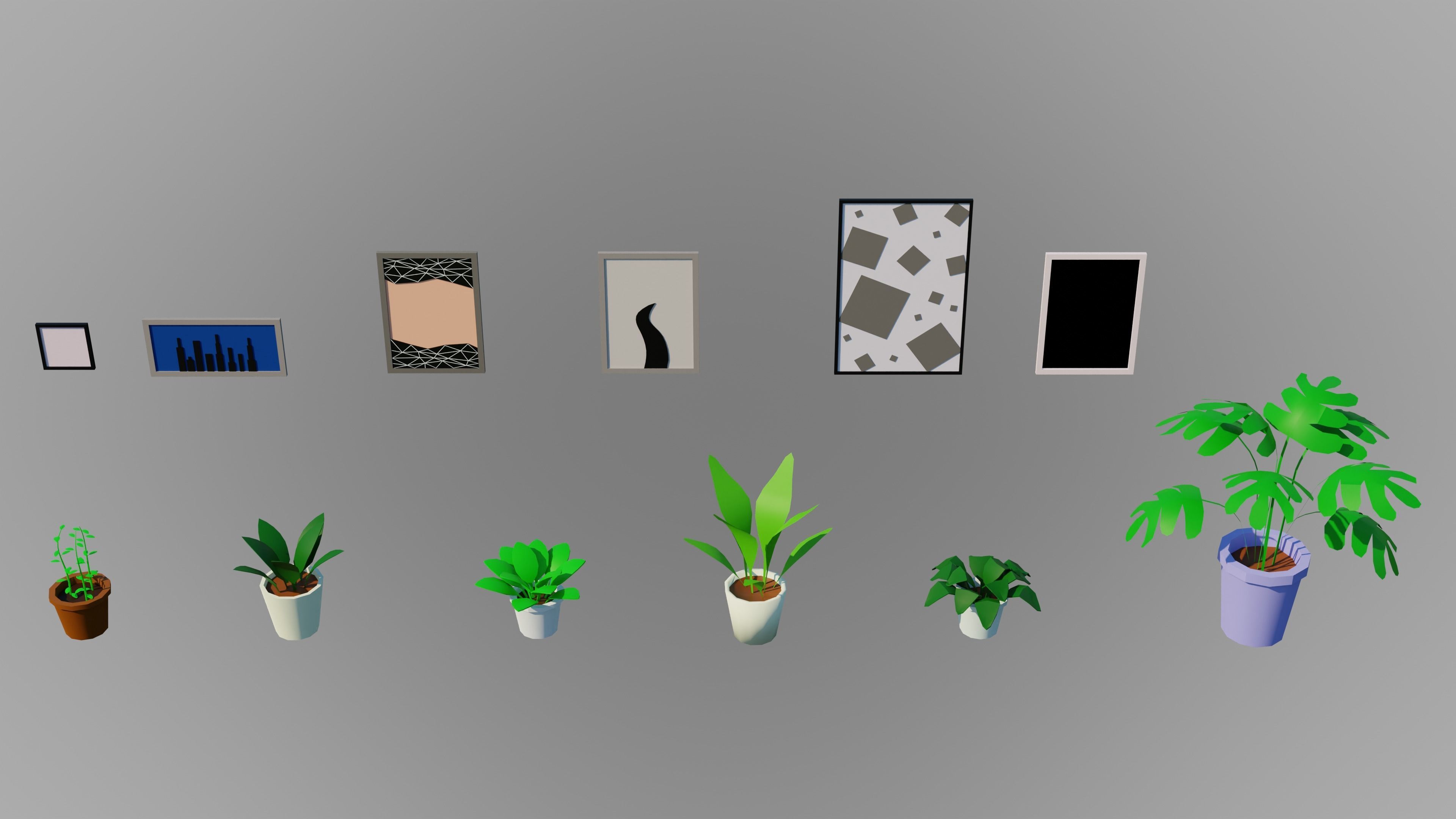 Home Interior Rooms with furniture Furniture pack Low-poly 3D model_30