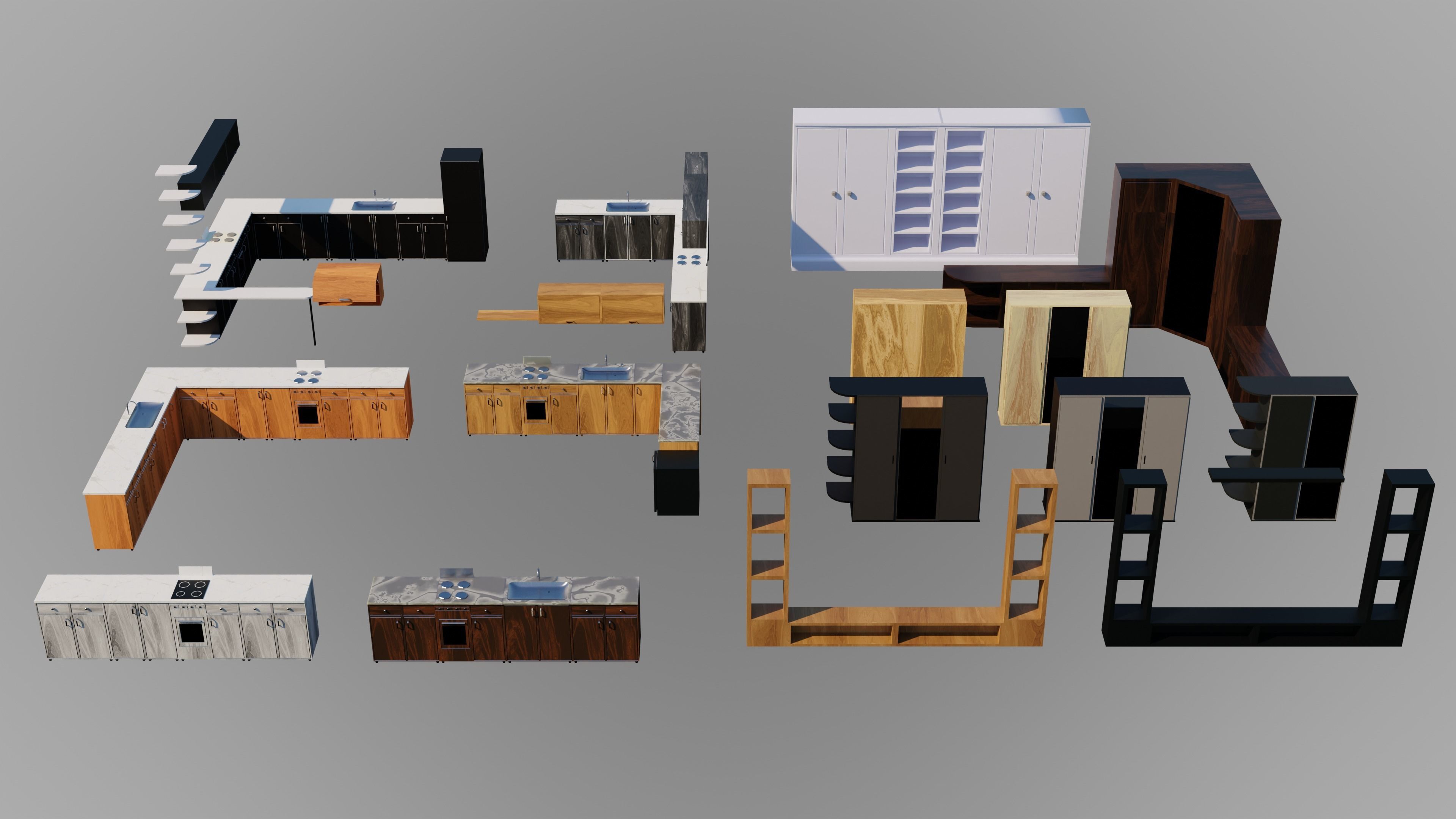 Home Interior Rooms with furniture Furniture pack Low-poly 3D model_23