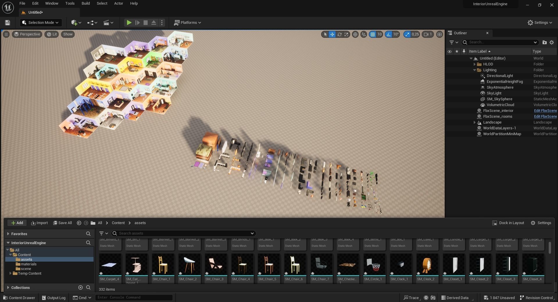 Home Interior Rooms with furniture Furniture pack Low-poly 3D model_36