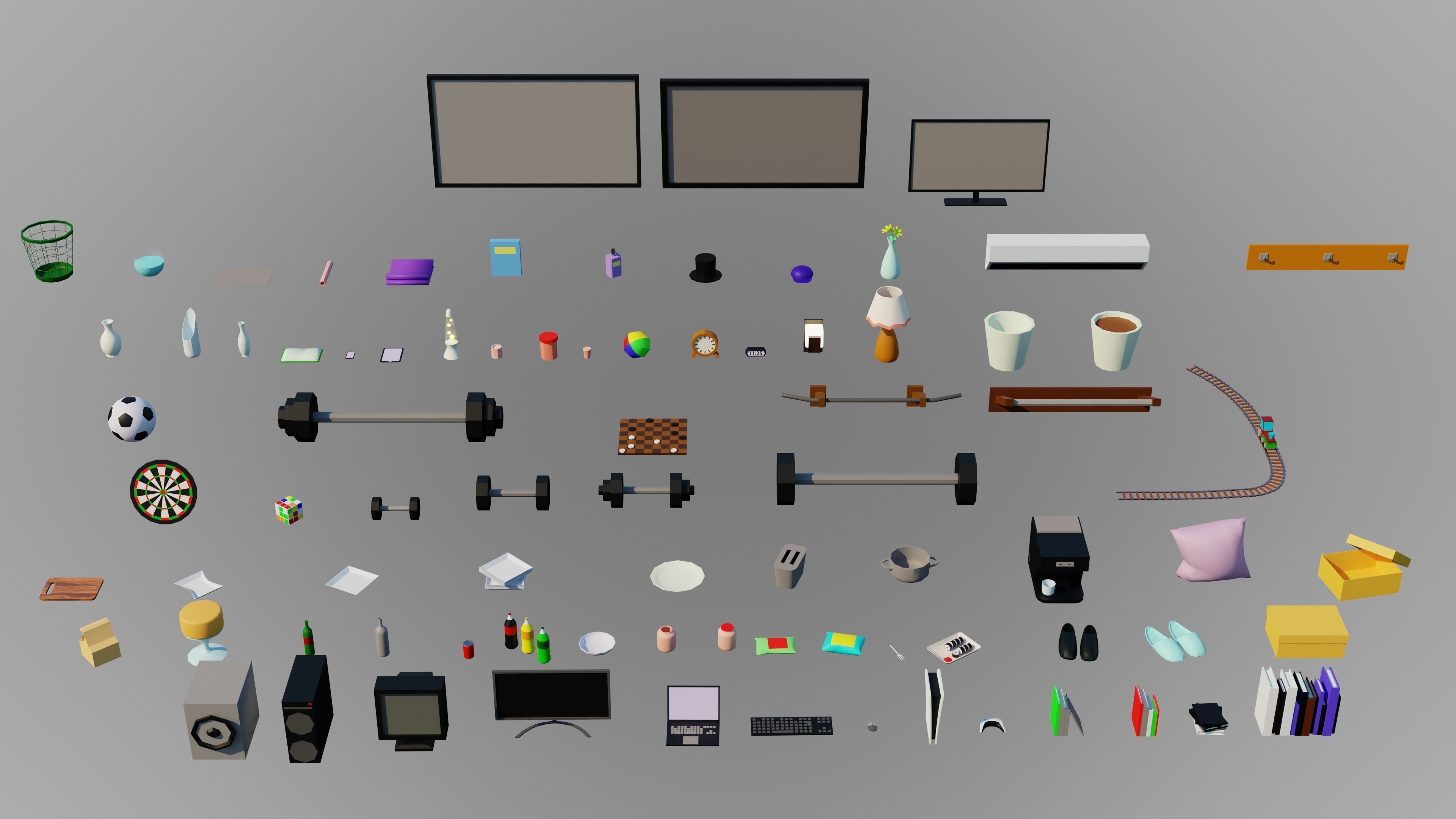 Home Interior Rooms with furniture Furniture pack Low-poly 3D model_29