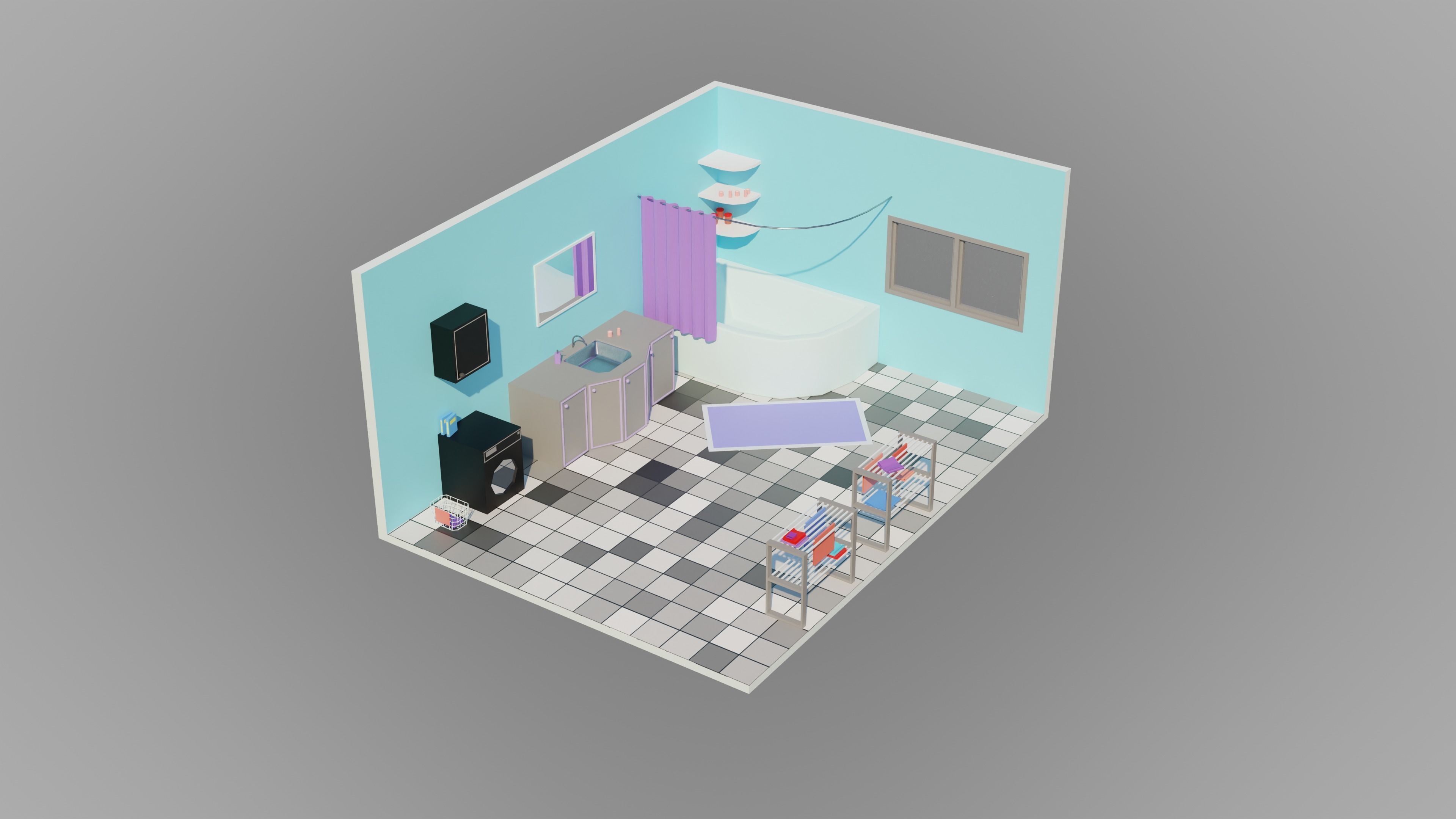 Home Interior Rooms with furniture Furniture pack Low-poly 3D model_18