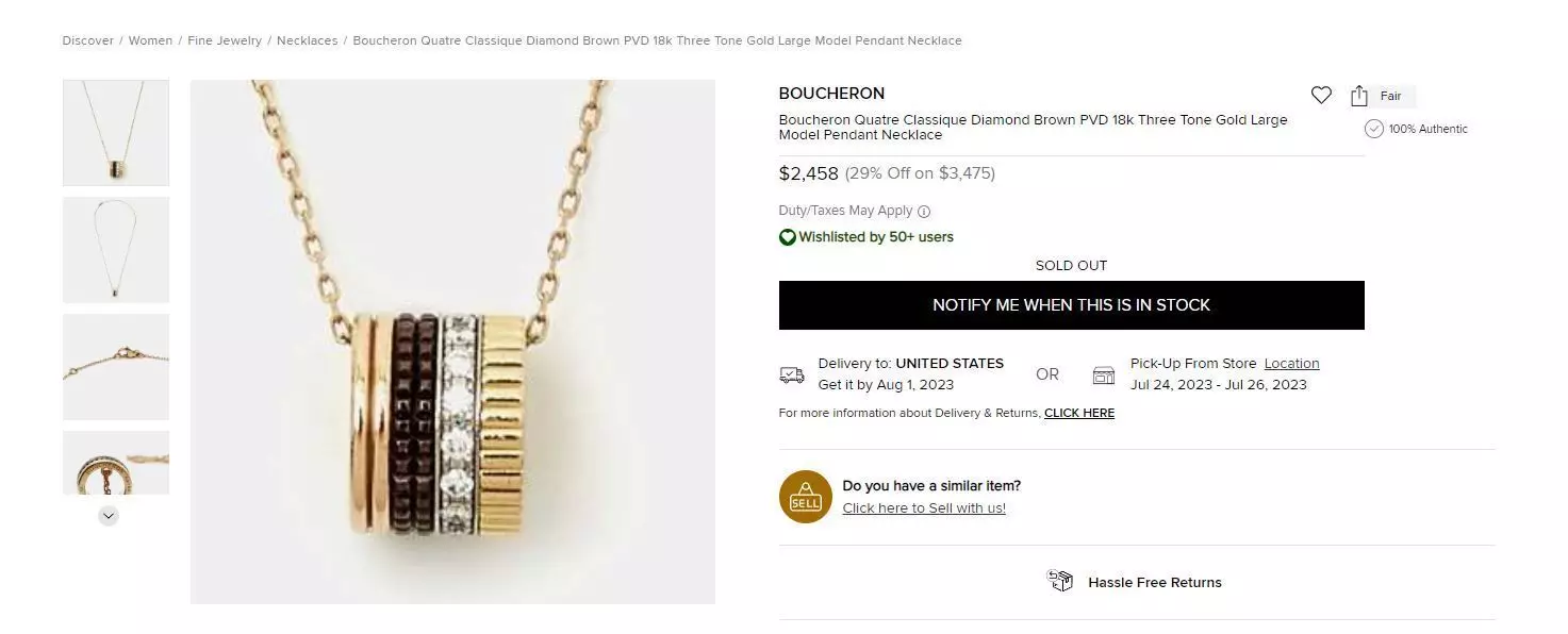Boucheron Three Tone Gold Large Model Pendant Necklace 3D print model