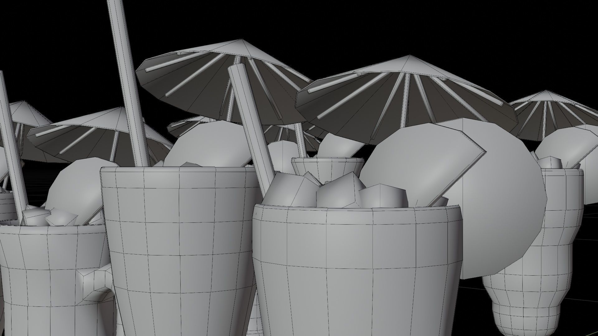 Cocktail bar ice cube lemon lime pack Low-poly 3D model_18