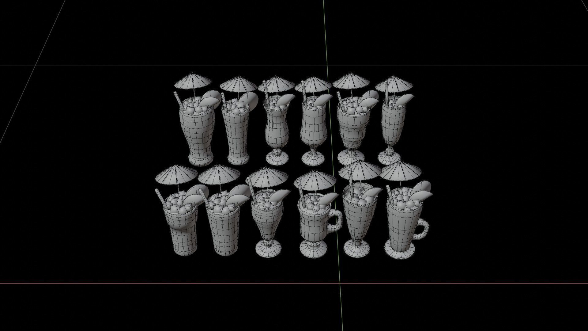 Cocktail bar ice cube lemon lime pack Low-poly 3D model_10