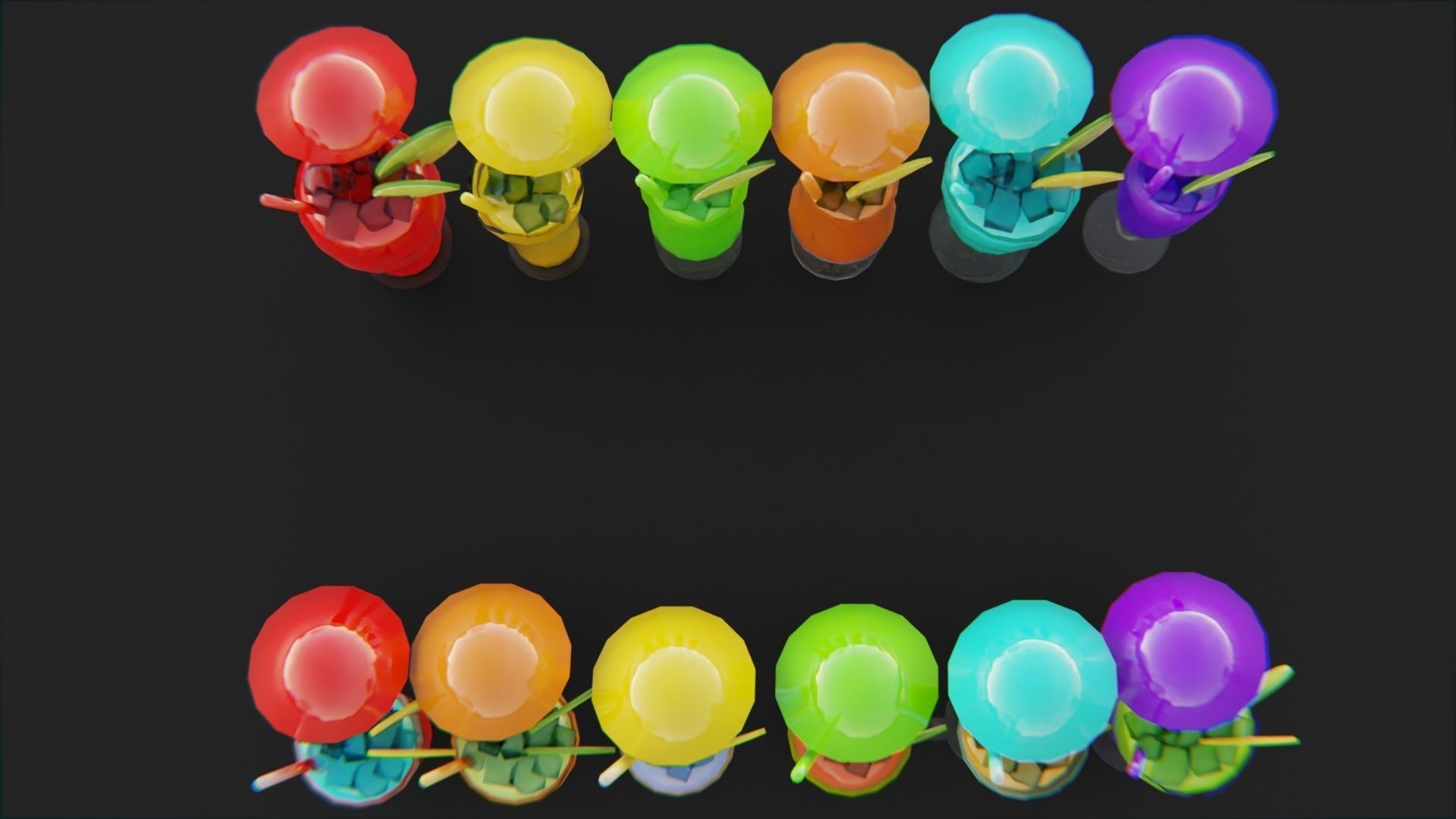 Cocktail bar ice cube lemon lime pack Low-poly 3D model_9