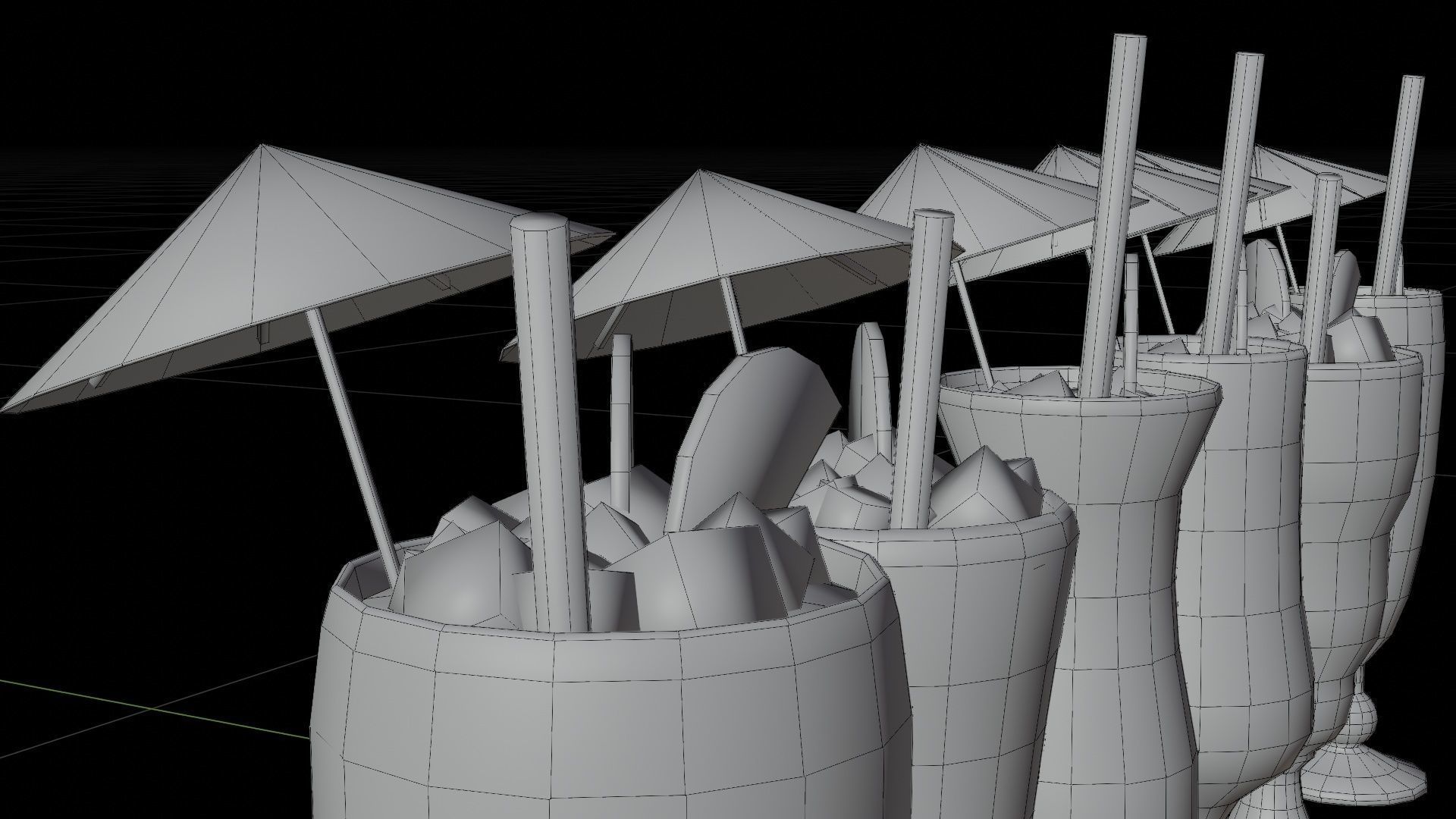 Cocktail bar ice cube lemon lime pack Low-poly 3D model_16