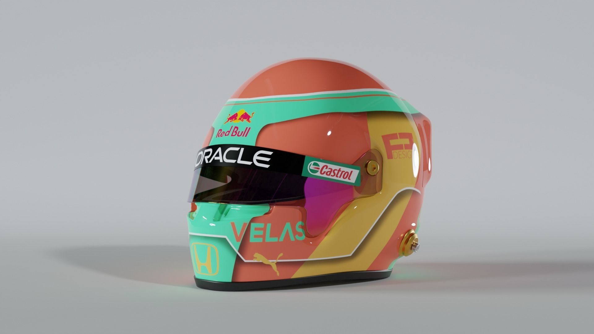 F1 Helmet Low-poly 3D model_6