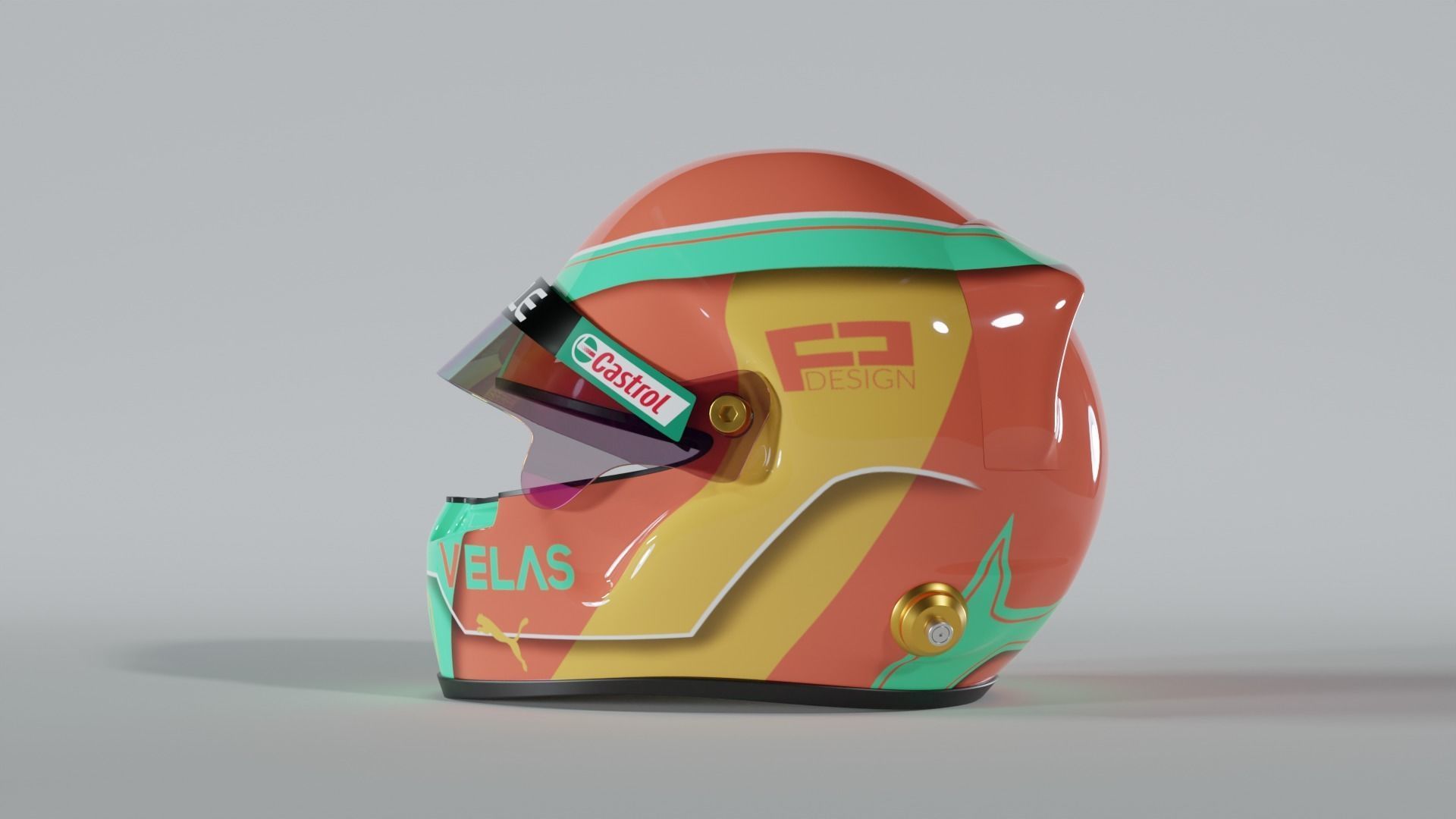 F1 Helmet Low-poly 3D model_2